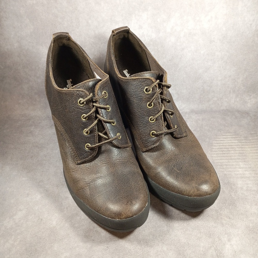 Timberland Ortholite High Heel Brown Leather Ankle Boots Booties  Sz 11